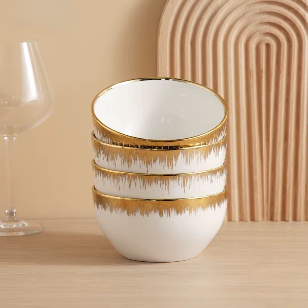 Service a Table en Porcelaine 16 Pièces Golden House Doré M1