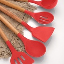 Set D'ustensiles De Cuisine 12 Pièces En Silicone Rouge