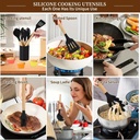 Set D'ustensiles De Cuisine 12 Pièces En Silicone Noir