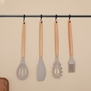 Set D'ustensiles De Cuisine 12 Pièces En Silicone Beige