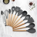 Set D'ustensiles De Cuisine 12 Pièces En Silicone Gris