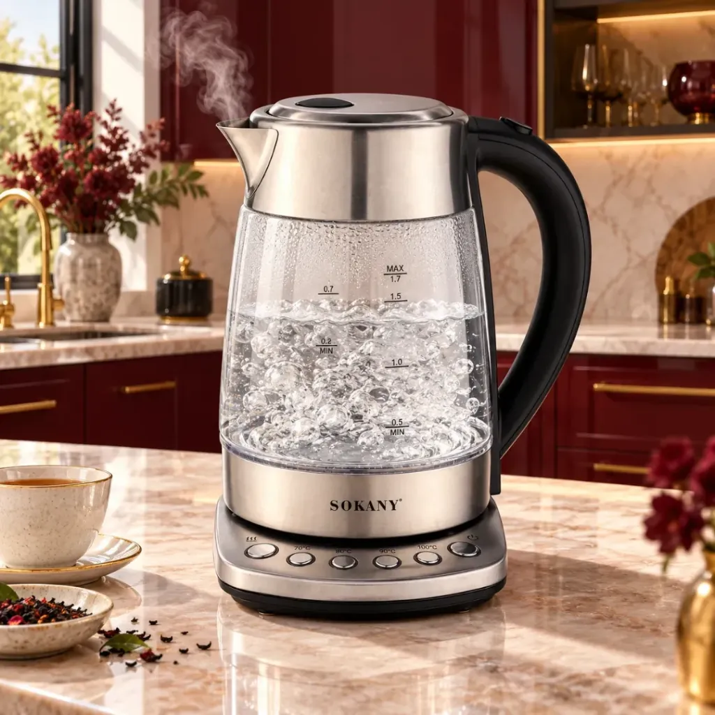 Bouilloire Electrique En Verre Sokany- 1,7 L - 2200 W