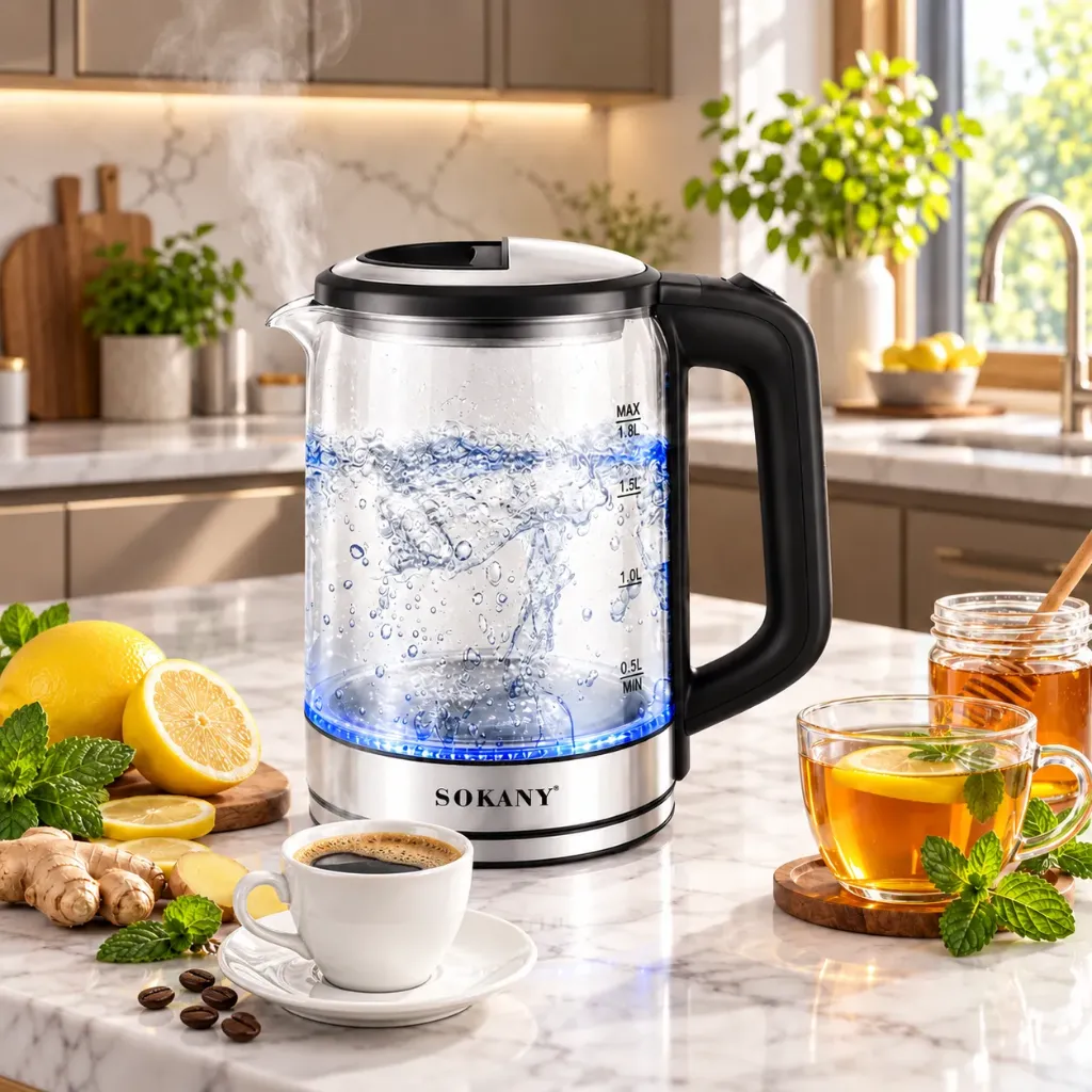 Bouilloire Electrique En Verre Sokany- 1,8 L - 1500 W