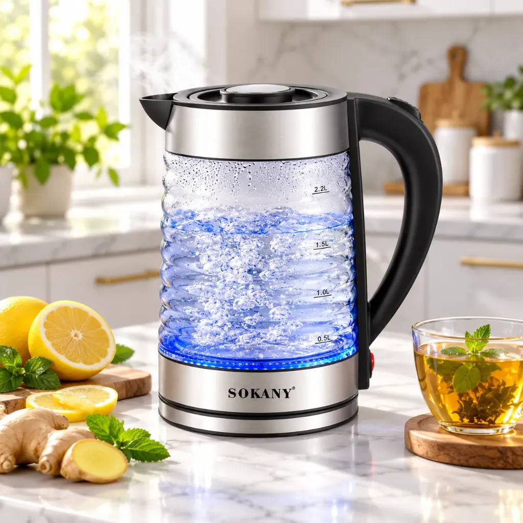Bouilloire Electrique En Verre Sokany- 2,2 L - 1500 W