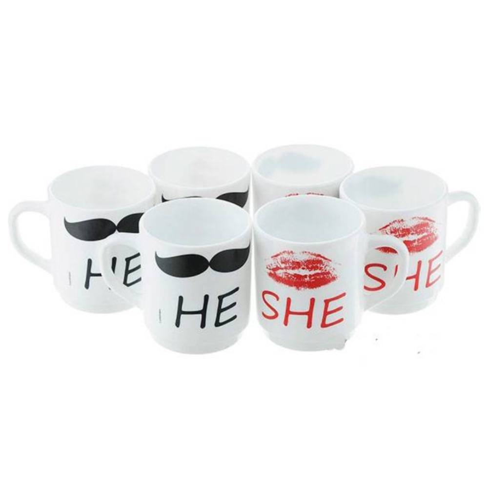 Lot De 6 Tasses Mug Luminarc ESSENCE She/He 32 cl