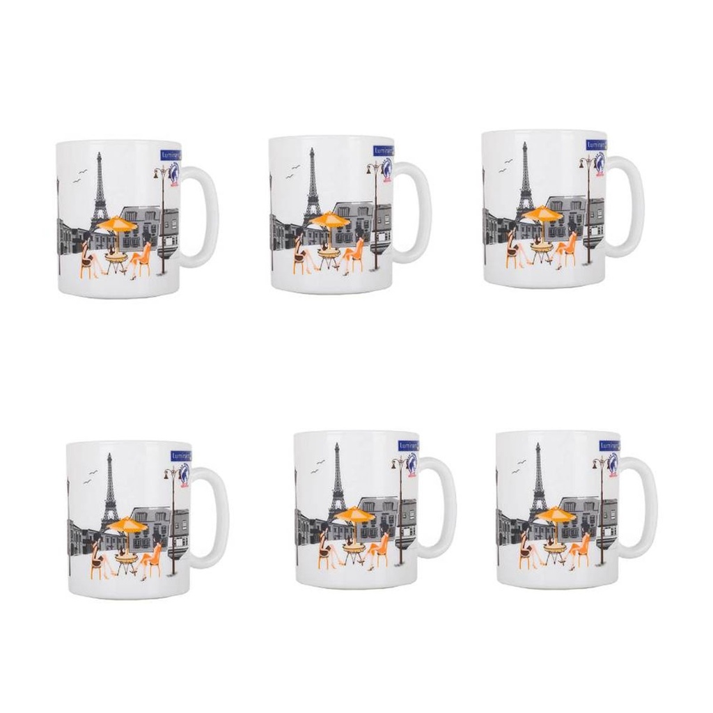 Lot De 6 Tasses Mug Luminarc ESSENCE Tour Eiffel 32 cl