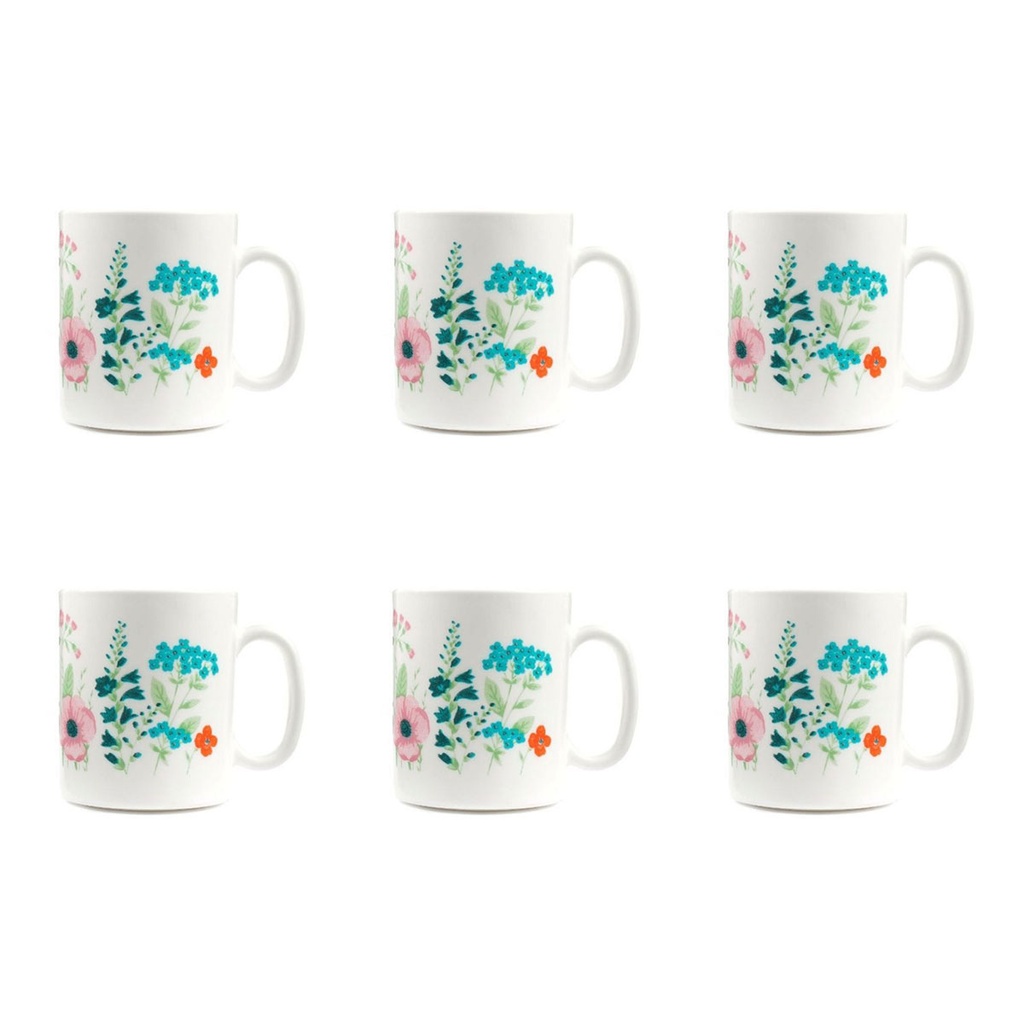 Lot De 6 Tasses Mug Luminarc ESSENCE Rose Pompon 32 cl
