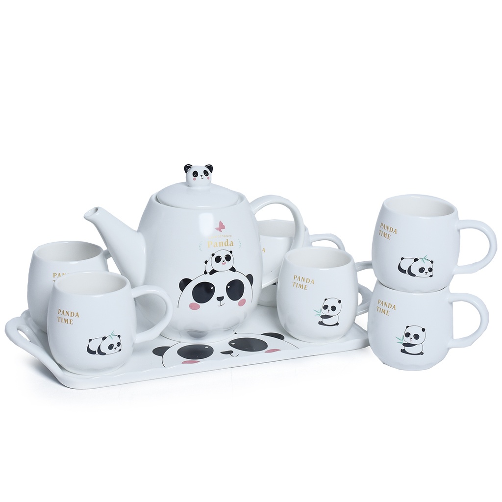 Service à Café Au Lait En Céramique Panda Pour 6 Personnes - 9 Pièces