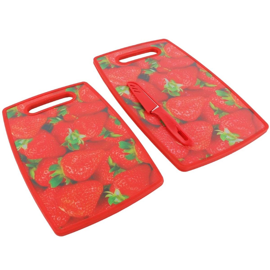 Lot de 2 Planches à Découper en PVC avec Couteau (M4)