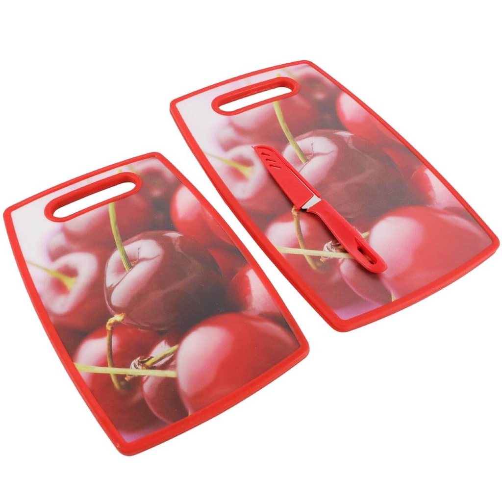 Lot de 2 Planches à Découper en PVC avec Couteau (M6)