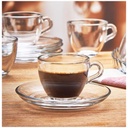 Coffret De 6 Verres à Café AZUR GLASS Daily 9 cl Avec Sous Tasses