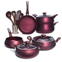 Batterie De Cuisine Queen 16 Pièces Granite Rouge