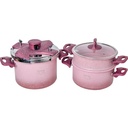Cocotte 6 L avec couscoussier 4 L Granite Rose Hascevher 