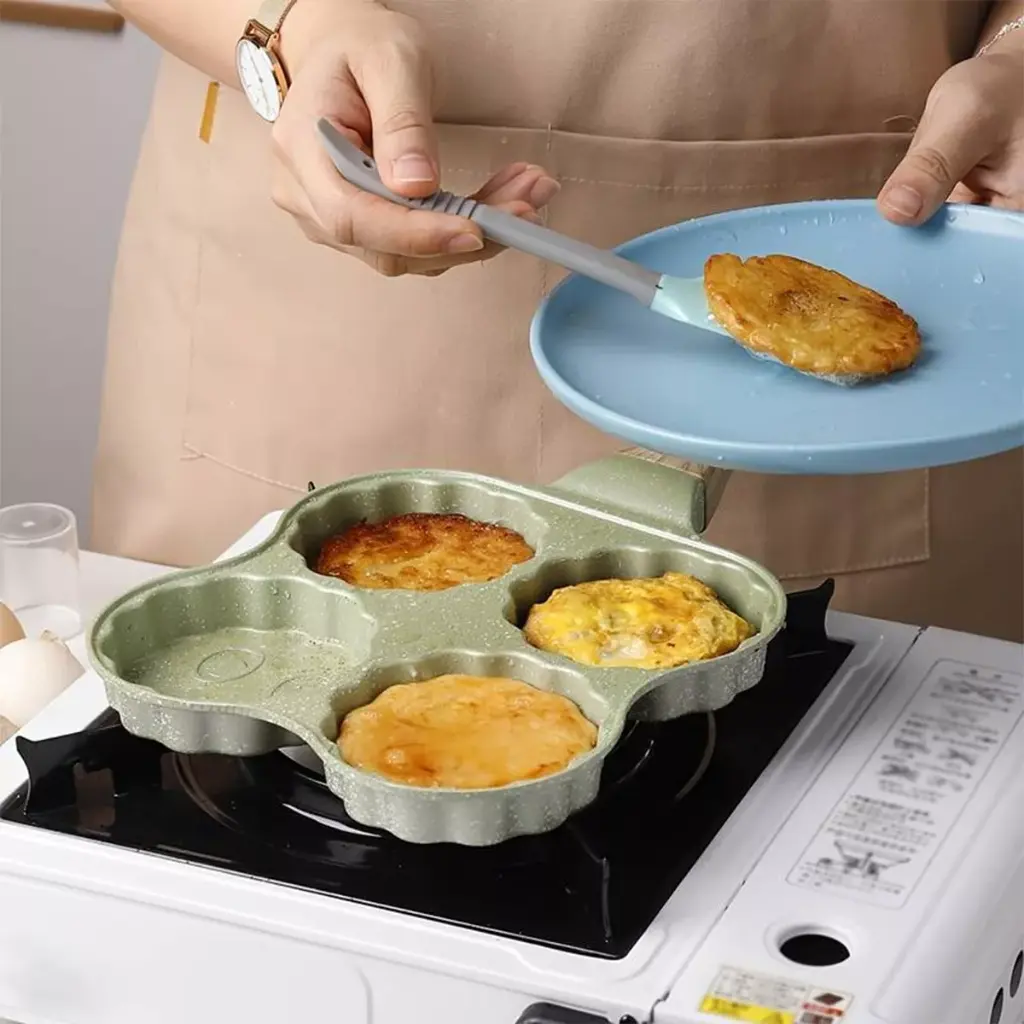 [WJ0102] Poêle Granite Œufs Et Pancakes 4 Trou Vert d'eau