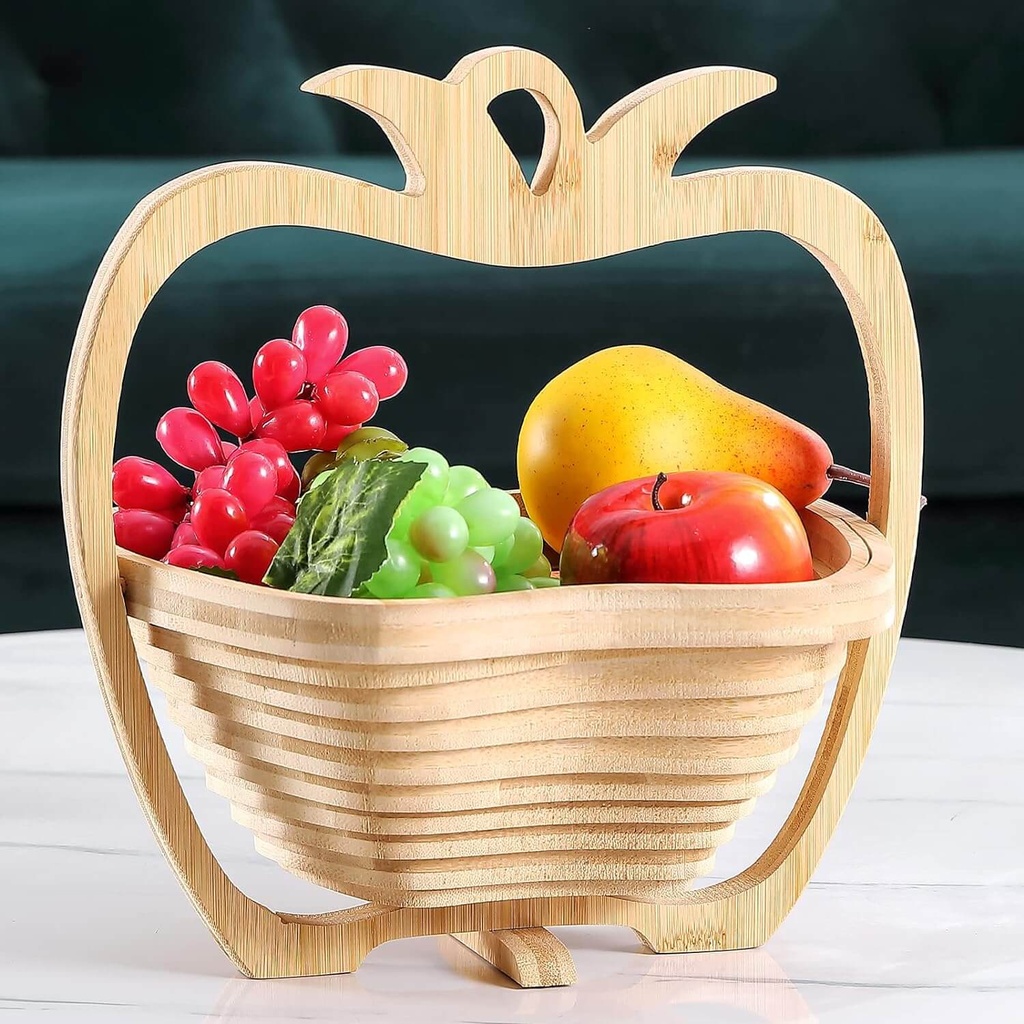 [WJ018] Panier À Fruits En Bois Décoratif Pliable En Forme Pomme