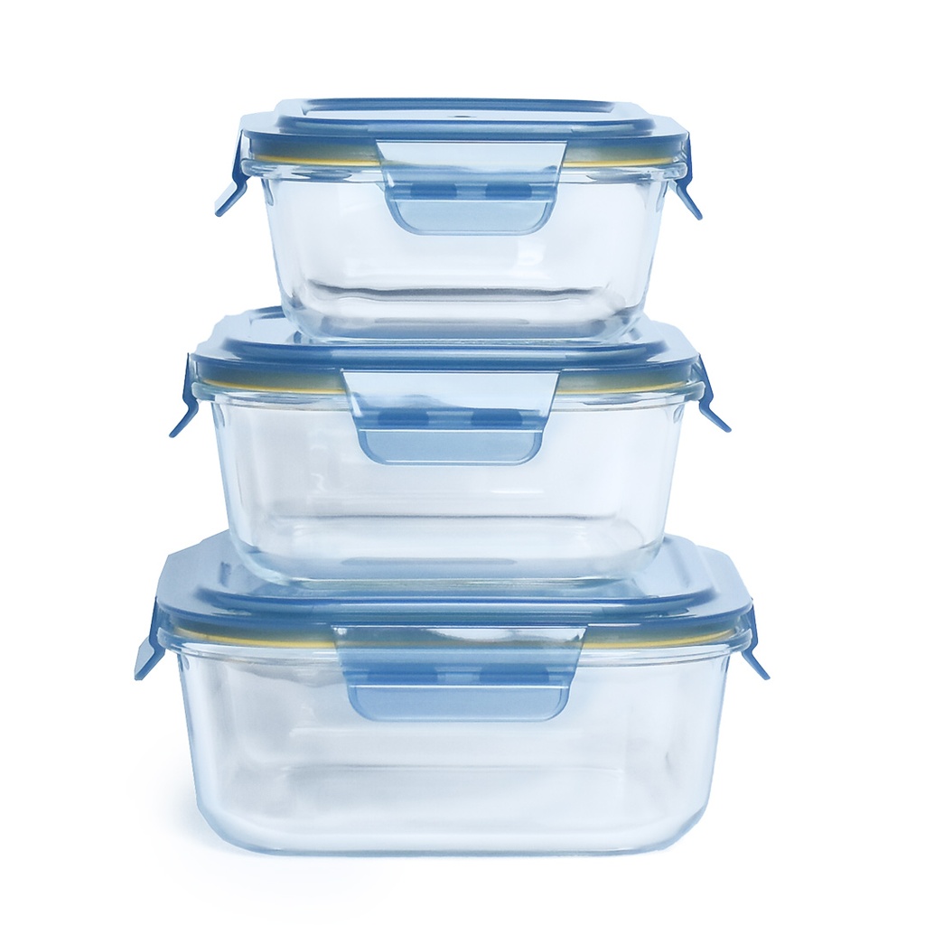 Ensemble de 3 Boîtes de conservation Frigoverre LoveWish Carre