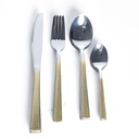 Coffret Ménagère 24 Pièces En Acier Inoxydable Manche Doré