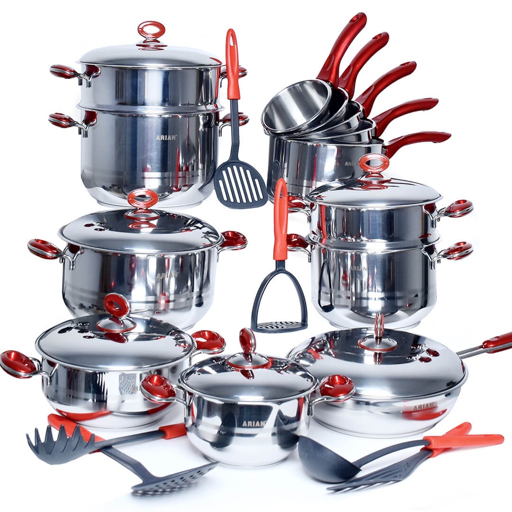 [DKC016] Batterie de Cuisine 25 Pièces Inox Arian
