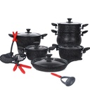 Batterie de Cuisine 17 Pièces Granit Hascevher Noir