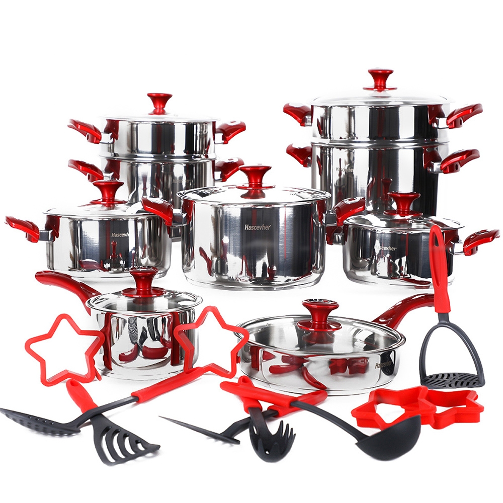 [DKC022] Batterie de Cuisine 26 Pièces Inox Hascevher 