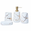 Accessoires de salle de bain en céramique Blanc Motif Marbré Doré