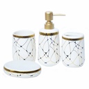 Accessoires de salle de bain en céramique  Blanc Motif Noir Doré