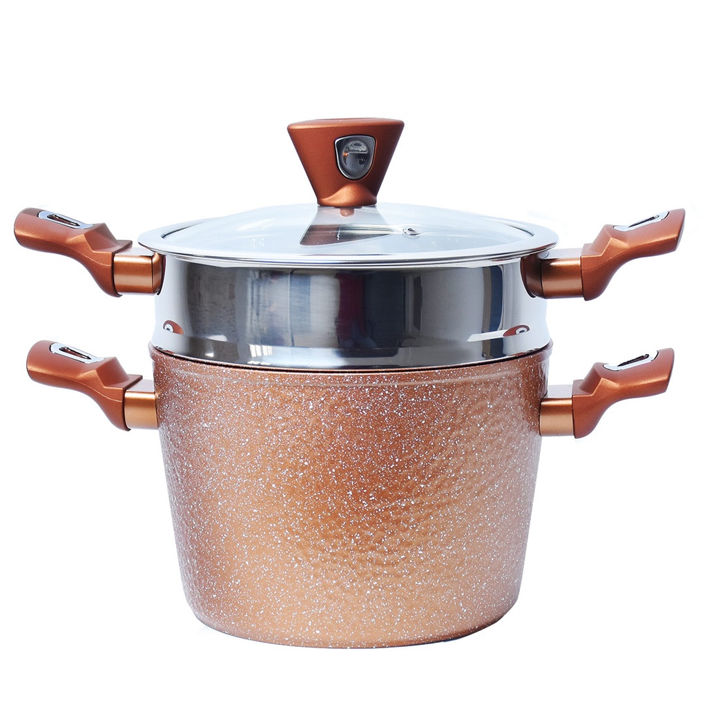 Couscoussier inox et Granite Golden House 22 cm - Effet Cuivre