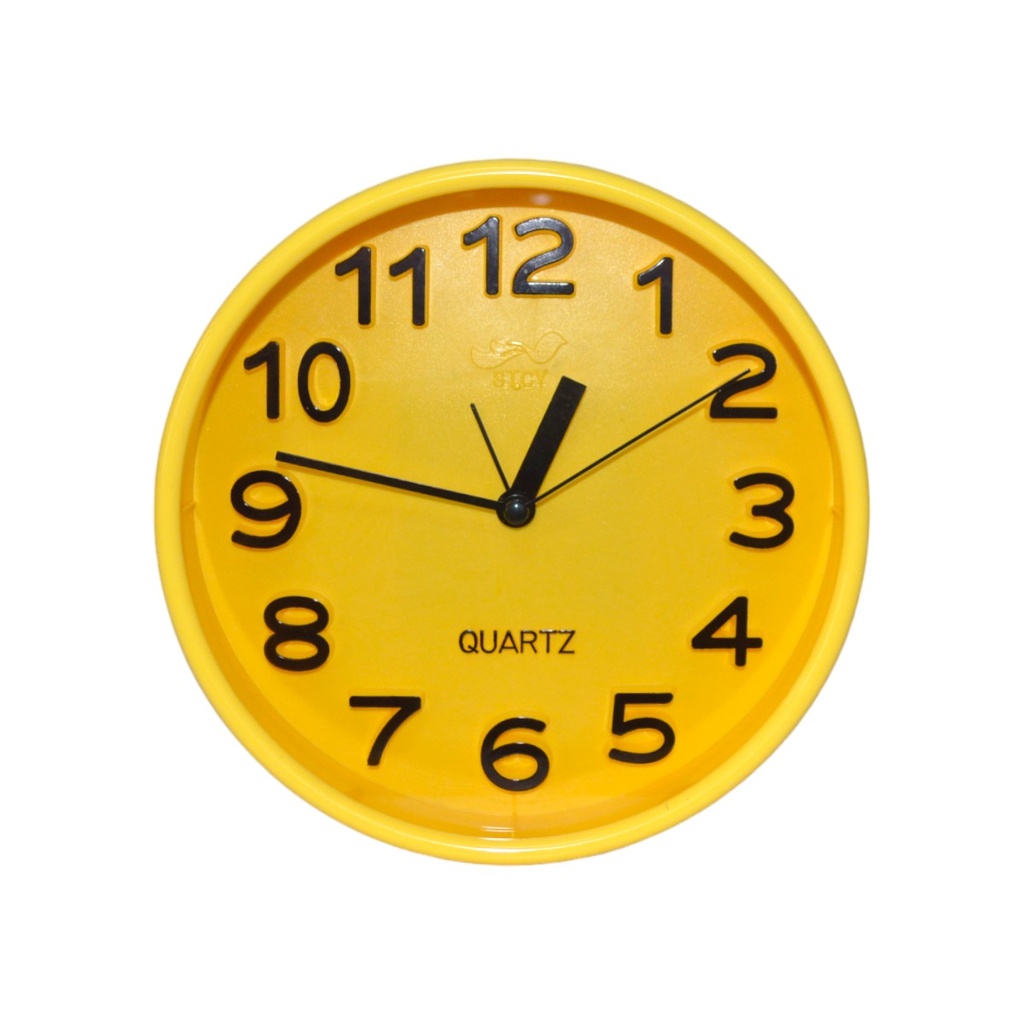 Horloge De Table Quartz Forme Rond - Réveil - Jaune