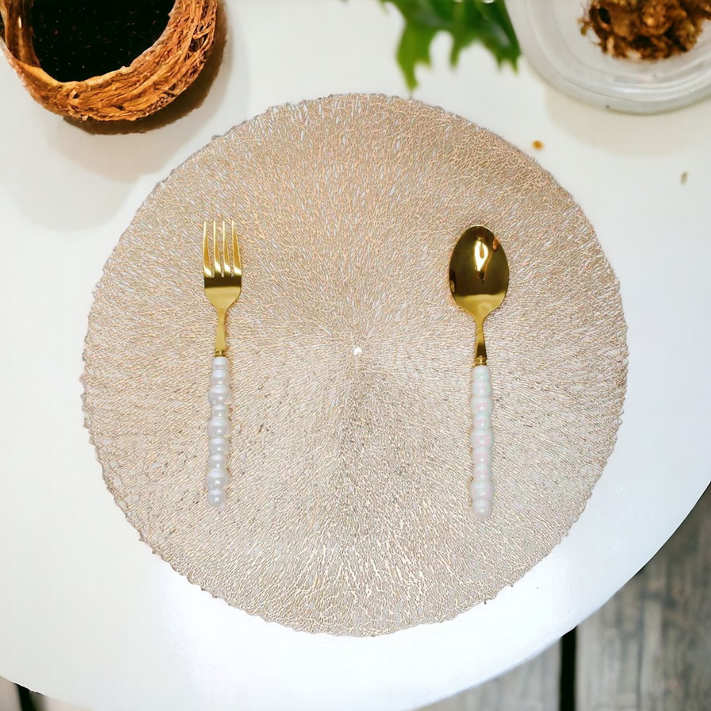 Pack de 2 sous-plats Rond en plastique Doré