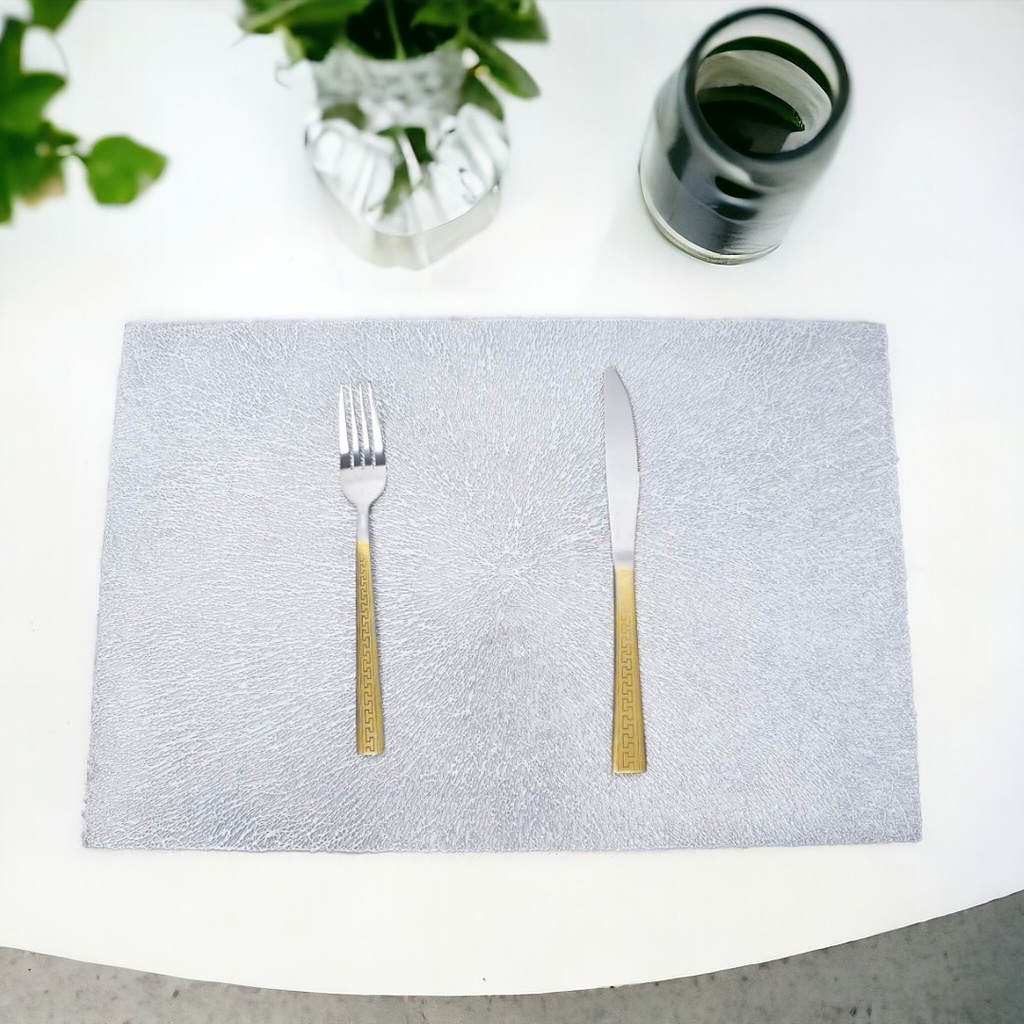 Pack de 2 sous-plats Rectangulaire en plastique Argente