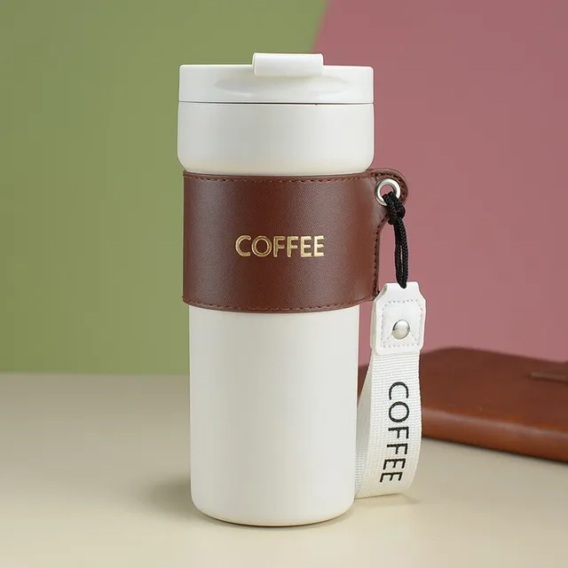 [AF0014] Mug Thermos Fashion en acier inoxydable 450ml - Blanc
