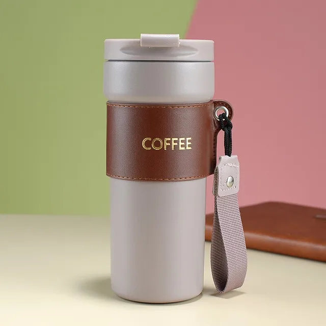 Mug Thermos Fashion en acier inoxydable 450ml - Marron Claire