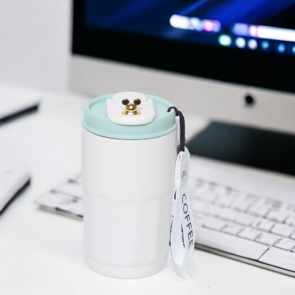 [AF0029] Mug Thermos en acier inoxydable 400ml - Couvercle Vert