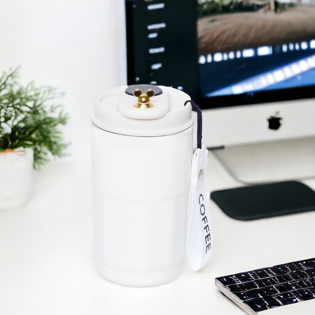 [AF0031] Mug Thermos en acier inoxydable 400ml - Couvercle Beige