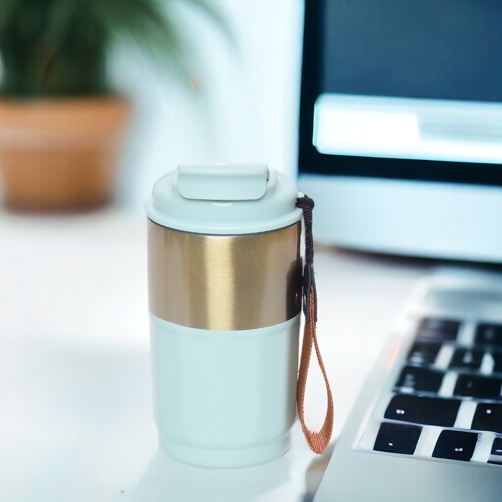 [AF0033] Mug Thermos avec paille en acier inoxydable 450ml - Vert