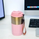 Mug Thermos avec paille en acier inoxydable 450ml - Rose