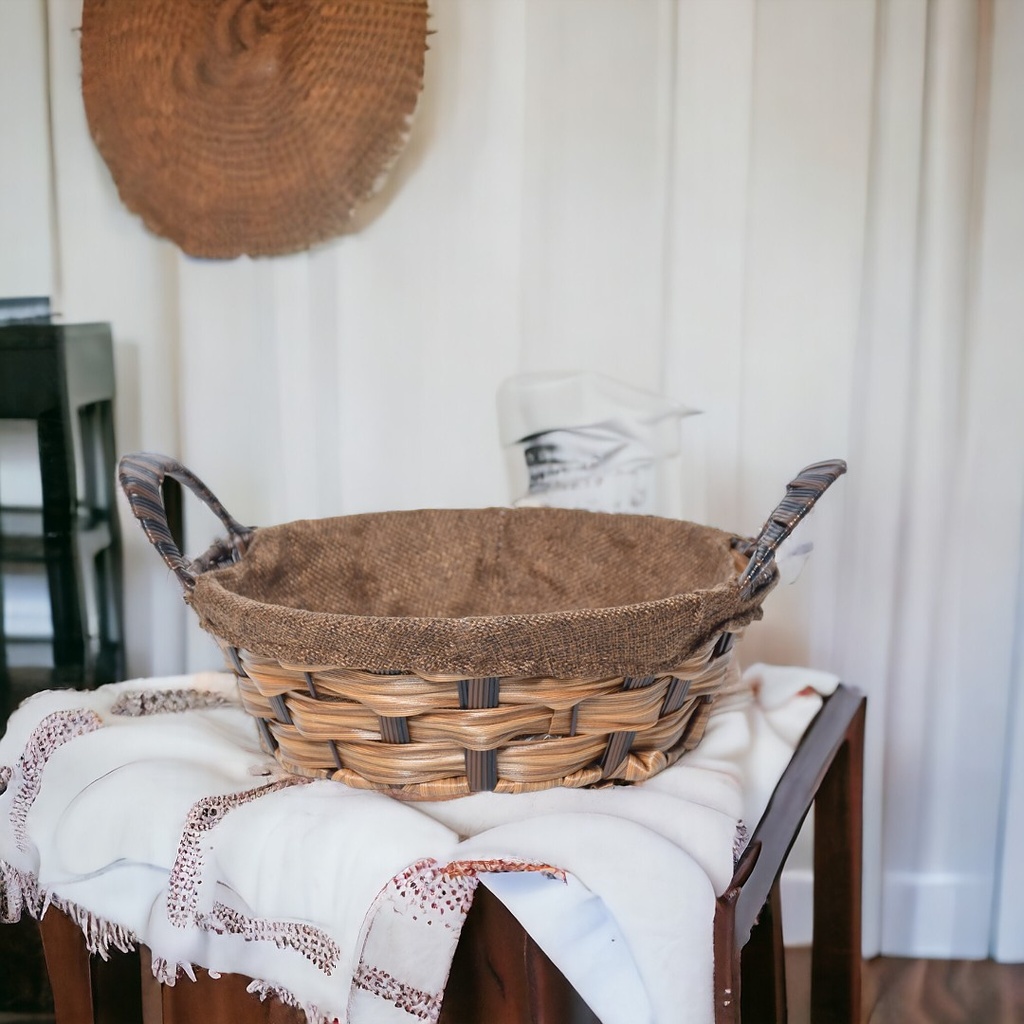 Panier Rond avec tissu Marron