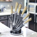 Ensemble 8 Pièces Couteaux Bàss avec Support Tournant - Bois