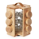 Set Porte Épices 12 Pièces Avec Support en Bois