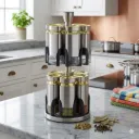 Set Portes Épices 12 Pièces En Verre Avec Support - Inox