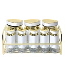 Set Portes Épices 8 Pièces En Verre Avec Support - Blanc
