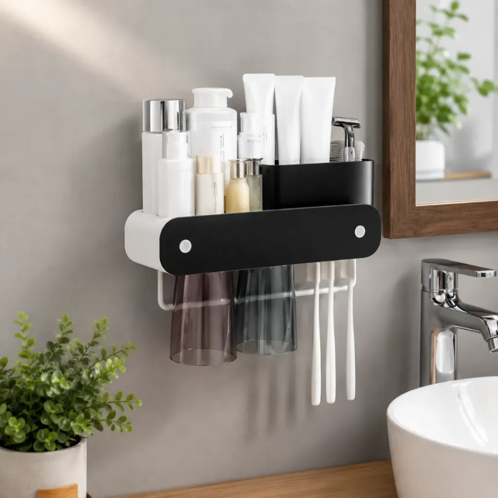 [AF0062] Support rangement mural ECOCO avec 2 gobelets