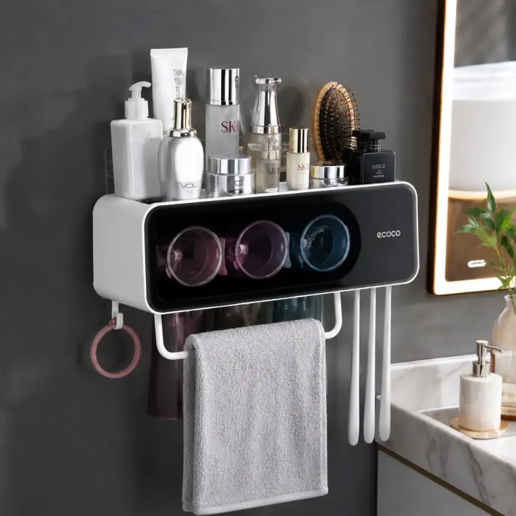 [AF0063] Support rangement mural avec 3 gobelets