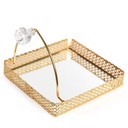 Porte Papier En Métal Avec Miroir 18 X 18 CM - Doré - Motif 2