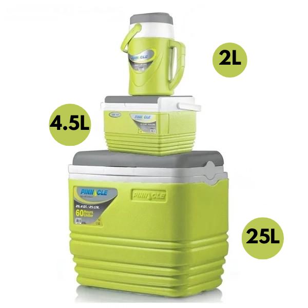 [MBM19721] Pack De 3 Glacières - Pinnacle - Isolé Portable – BPA Free – 25L/4.5L/2L - Vert