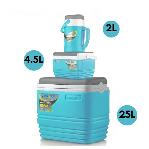 [MBM1972B] Pack De 3 Glacières - Pinnacle - Isolé Portable – BPA Free – 25L/4.5L/2L - Bleu