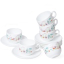 Coffret De 6 Verres à Café Tasse et Sous Tasses - Rose Pompon - 9 cl