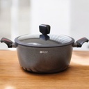 Marmite 28 cm en granite avec couvercle Verre - Baroly