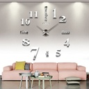 Montre Murale 3D Autocollant 120Cm En Argent 