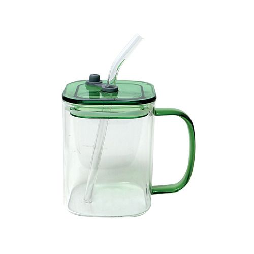 Mug Vert Deli Glassware avec paille 490 ml